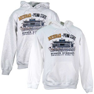 gray and white hooded sweatshirts Michigan vs Penn State Beaver Stadium